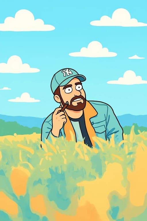 a portrait of a person transformed into a genuine Adventure Time–inspired cartoon illustration, featuring extremely simplified anatomy, noodle-like arms and legs, rounded blob-like body shapes, dot or bean-shaped eyes, minimal facial features, thick uneven hand-drawn outlines, flat solid color fills, no gradients or realistic shading, playful surreal proportions, and a quirky whimsical cartoon atmosphere consistent with Adventure Time animation.