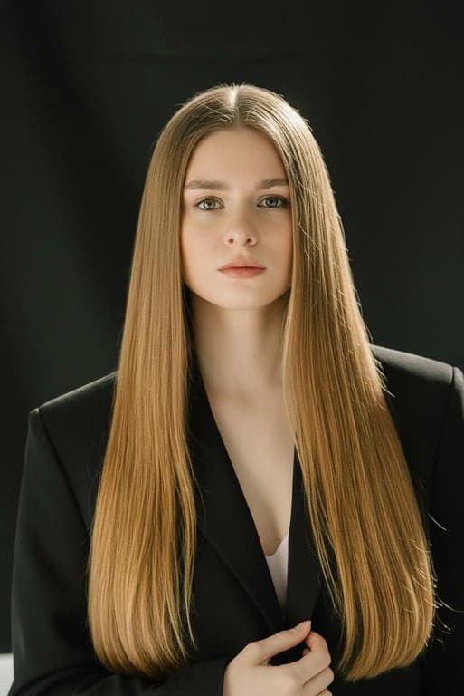 AI long hair filter after transformation - influencer portrait with long hair look