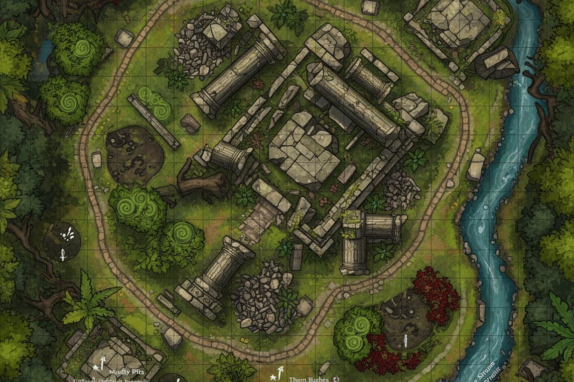 Generate a detailed town map emphasizing social interaction, NPC movement, and location-based storytelling for tabletop RPG campaigns