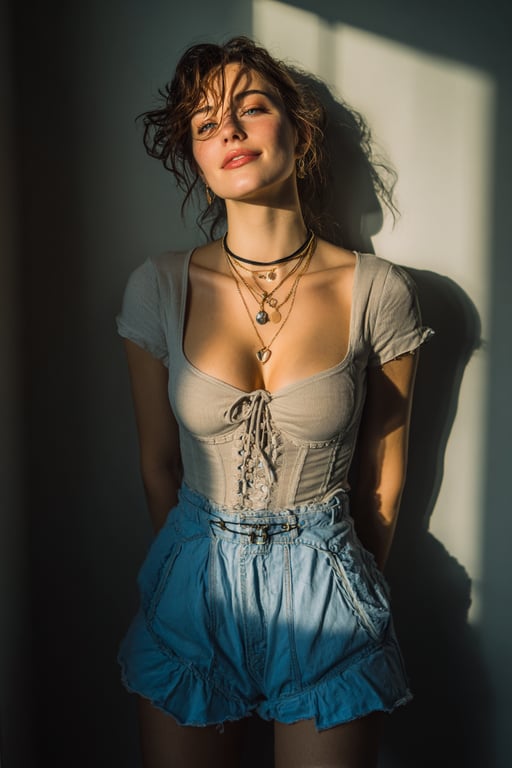 AI lingerie filter before photo - original outfit before strappy lingerie style