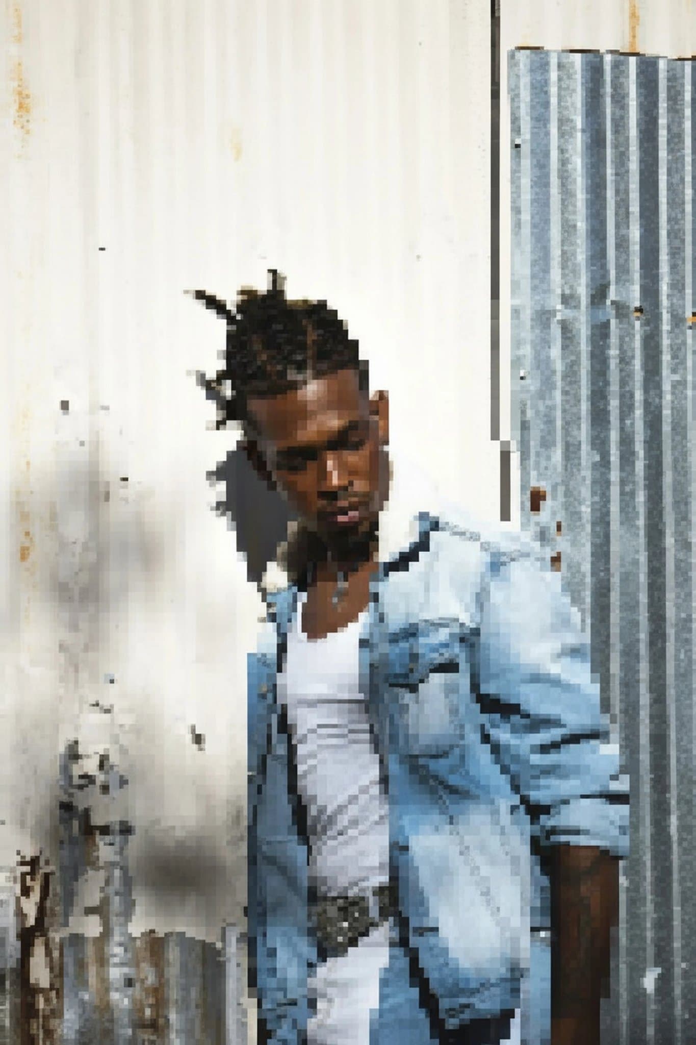 AI unpixelate image filter before photo - creative portrait before AI clarity restoration