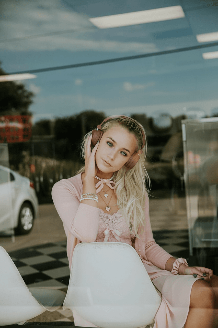 AI coquette outfits filter after transformation - image featuring lace details and pastel tones