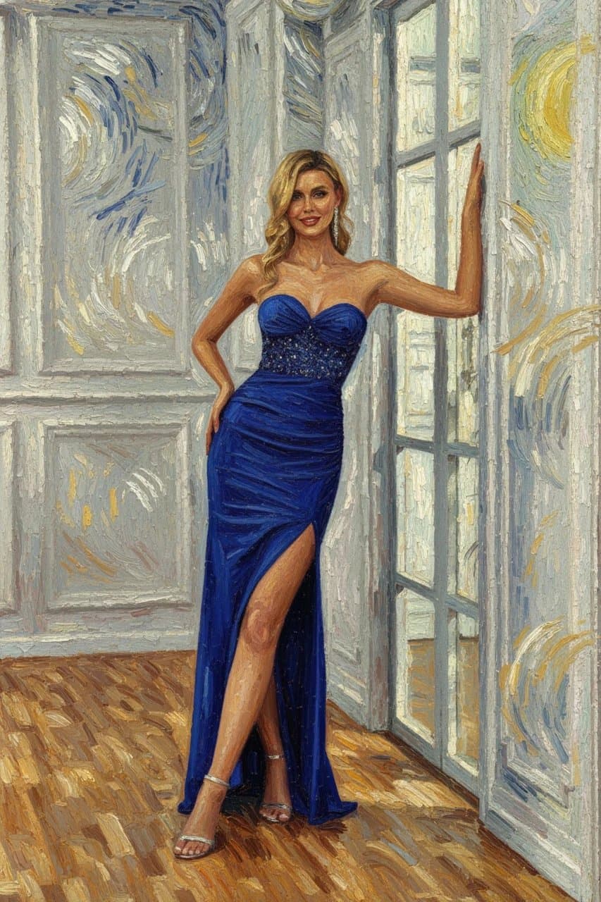 AI filter after transformation - full body photo enhanced by AI color and lighting adjustment