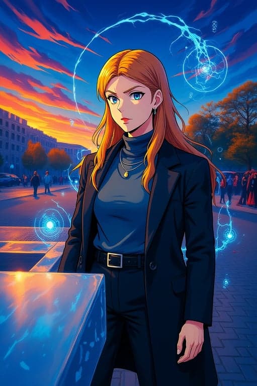 a portrait of a person styled as an anime sorcerer, wearing modern fitted clothing with clean silhouettes, dark tones, subtle highlights, and a composed confident posture