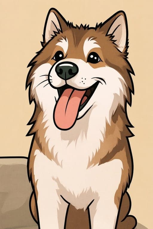 AI photo to cartoon style after pic - Cartoon style of Alaskan Malamute