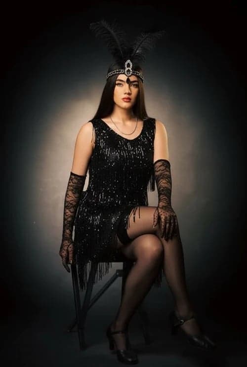 Fashion 20s Style filter after transformation - portrait wearing flapper dance outfit