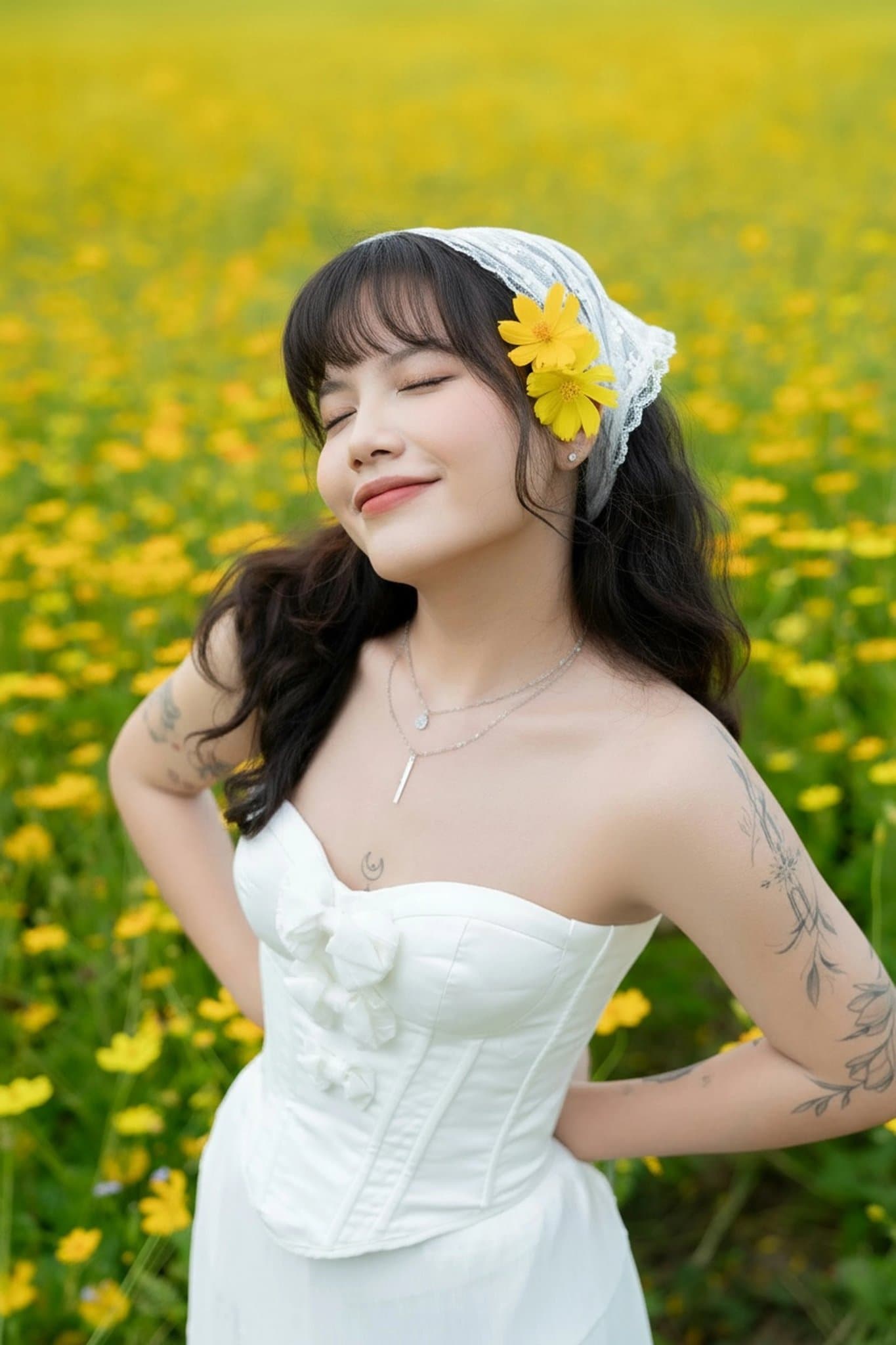 AI bangs filter after transformation - creative portrait with AI virtual bangs design