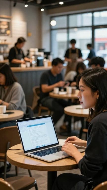 Rework this candid café photo ...