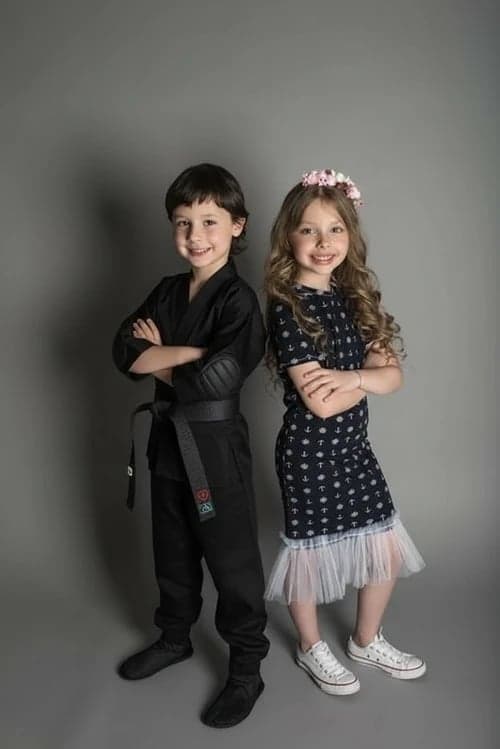 Kids ninja outfit after – child wearing a training ninja gi ready for action