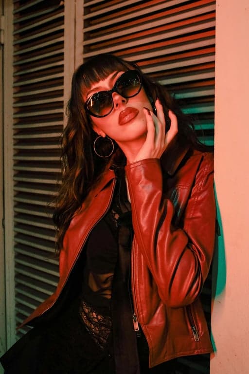 a portrait of a person in a Vaporwave Outrun filter, with deep purple and blue hues, neon grid lines, and a vintage sports car silhouette