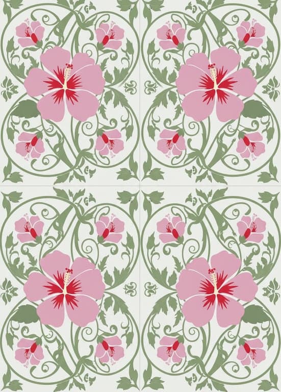 A floral photo transformed into an intricate, decorative vector pattern, with repeating elements and seamless tiling capability for use as wallpaper or fabric design.