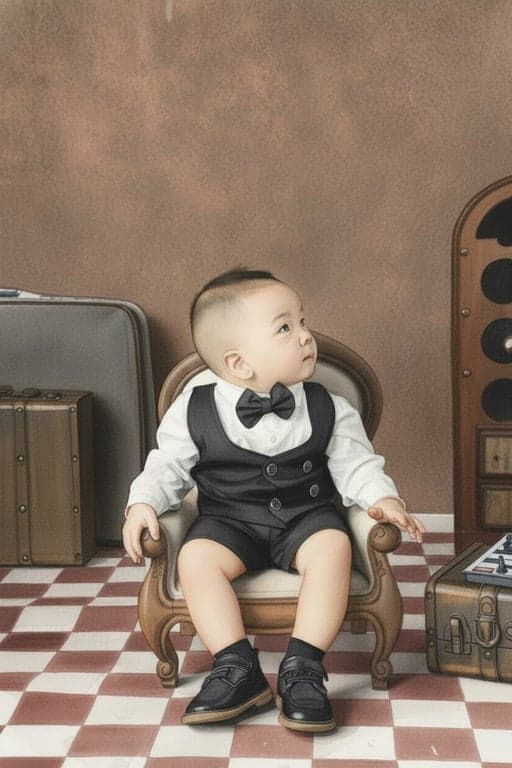 photo to watercolor after pic - dreamy watercolor sitting baby portrait