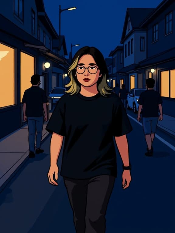 Rebuild this walking candid as...