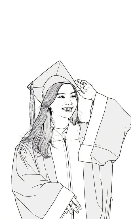 AI line drawing filter after transformation - full body photo with AI generated line drawing effect