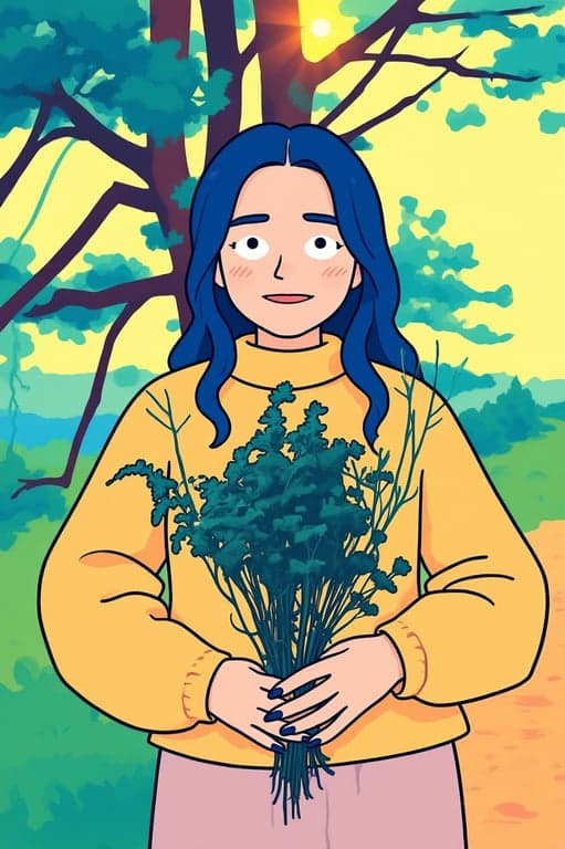 a portrait of a person converted into an Adventure Time-inspired cartoon illustration using soft abstract shapes, jelly-like limbs, flat pastel-to-bright colors, dot eyes, and a surreal playful animation aesthetic.