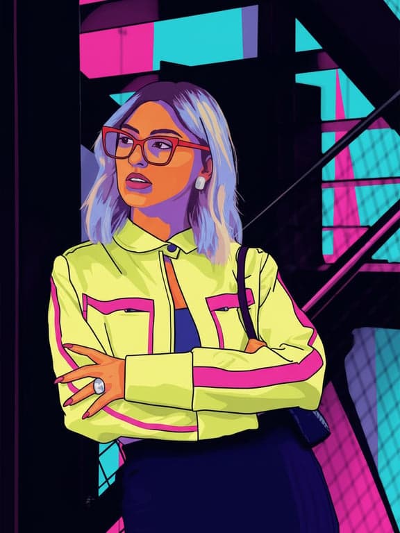 a portrait of a person transformed into a pop art filter style featuring thick black outlines, simplified facial features, flat saturated color blocks, strong contrast, minimal shading, and a bold graphic pop art poster look