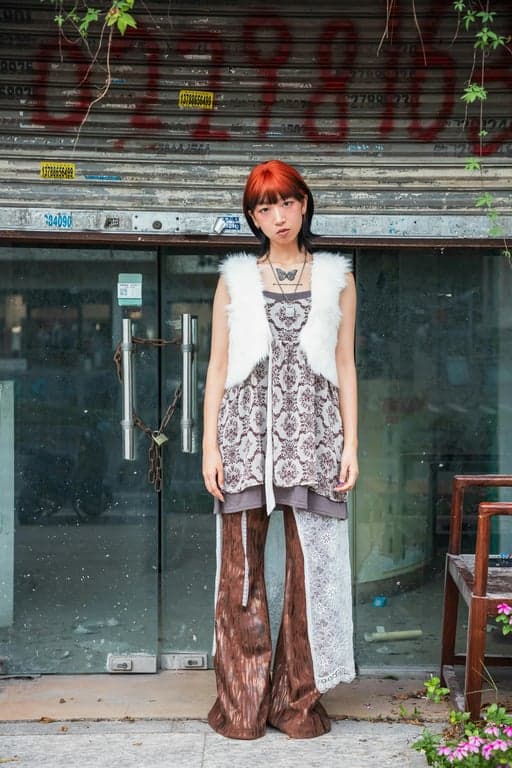 AI dress filter before photo - woman portrait in Bohemian outfit