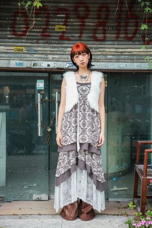 AI dress filter after photo - woman portrait in Bohemian dress