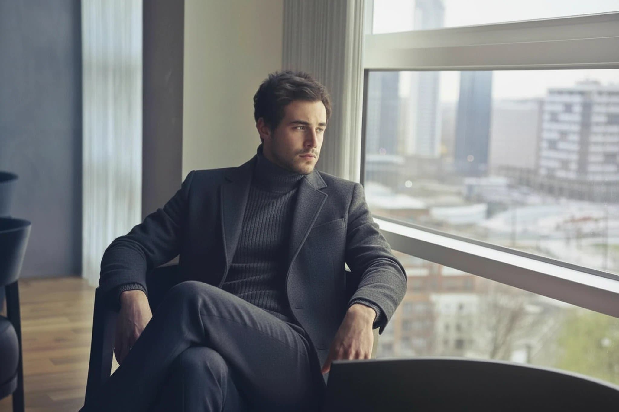 Chic Style filter before photo - portrait in loose streetwear with flat daylight