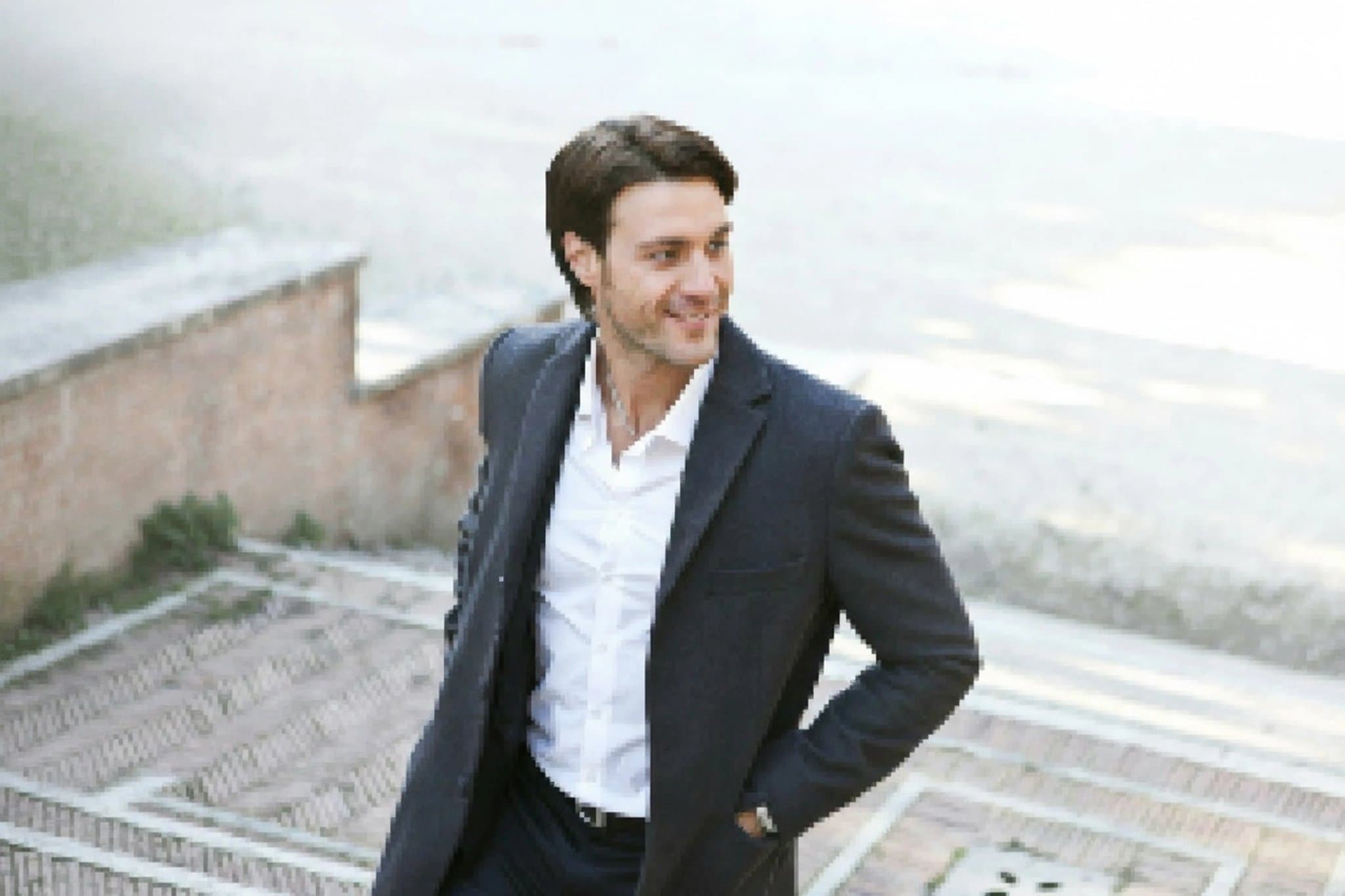 AI pixelate image filter after transformation - selfie rendered as retro pixel graphic