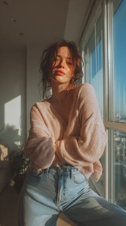 AI lingerie filter before photo - original outfit before bodysuit lingerie style