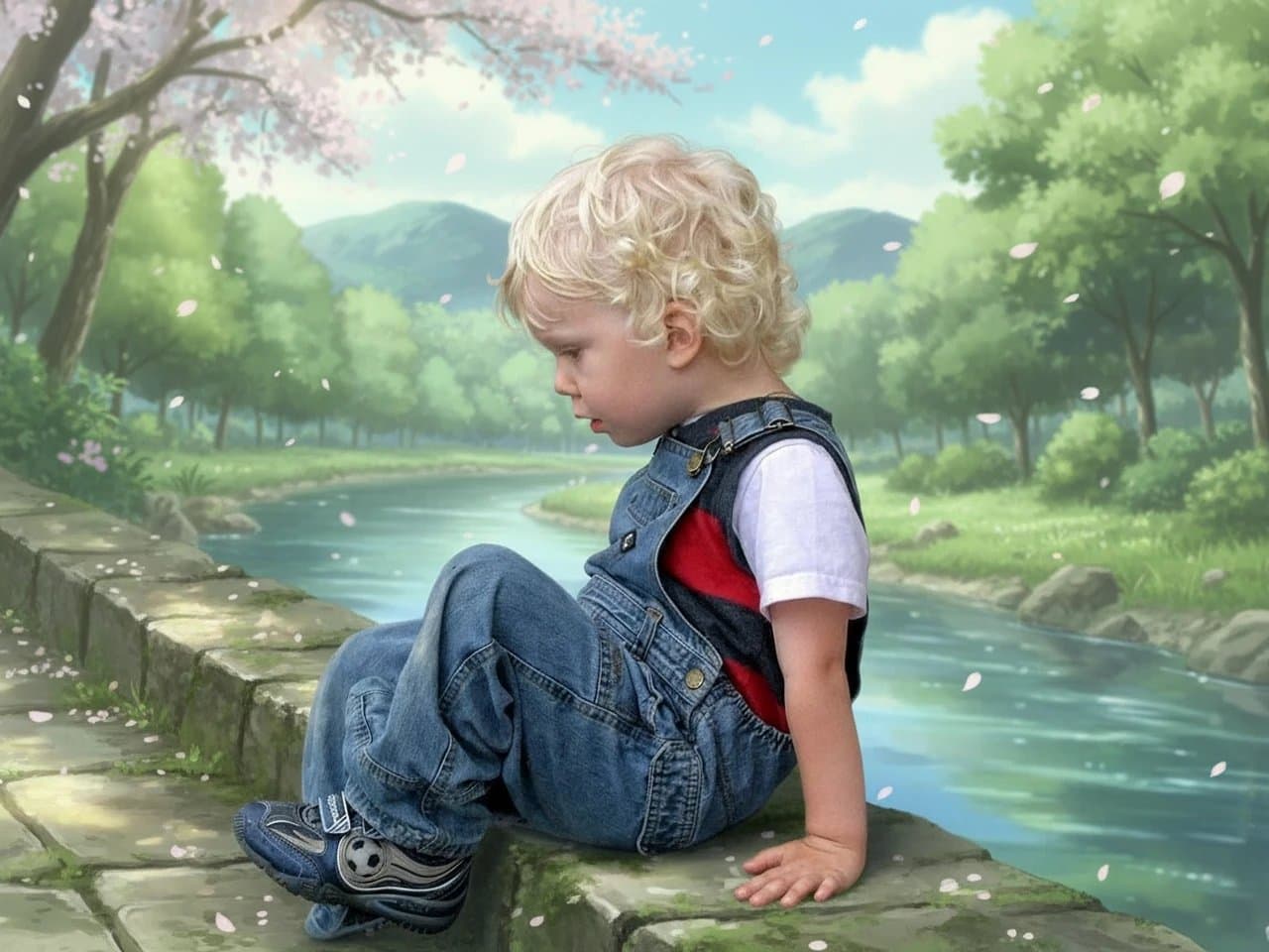 AI anime backgrounds after transformation - image featuring vibrant hand-drawn anime landscape