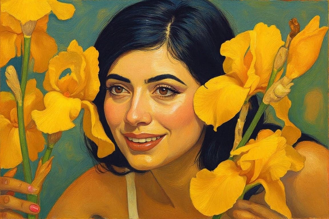 AI painting filter after transformation - studio photo rendered with oil painting texture