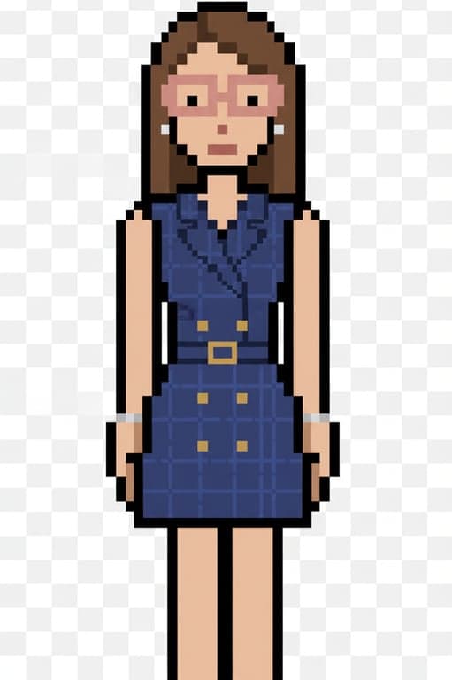 convert the subject into a minimal pixel art sprite with very low detail. use large pixel blocks, simplified anatomy, flat colors, no highlights, no shadows, no gradients, clear outline, straight standing pose, readable at small sprite sizes, optimized for animation consistency