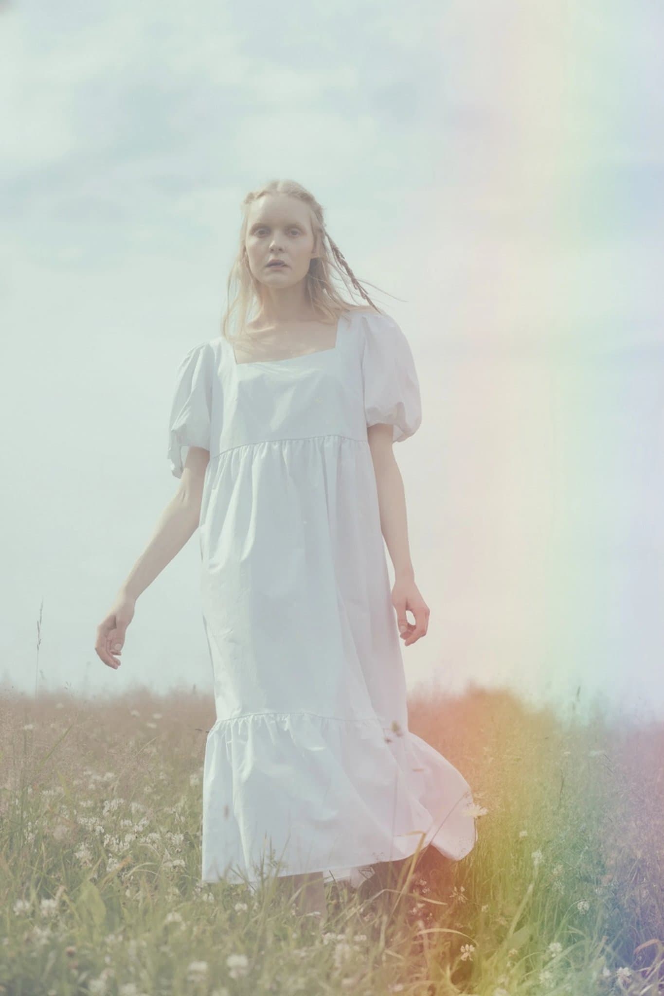 AI rainbow air filter after transformation - selfie with AI generated rainbow aura effect