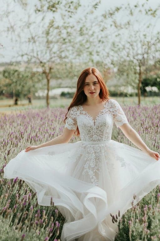 AI wedding dress after pic-woman in a Ball Gown wedding dress