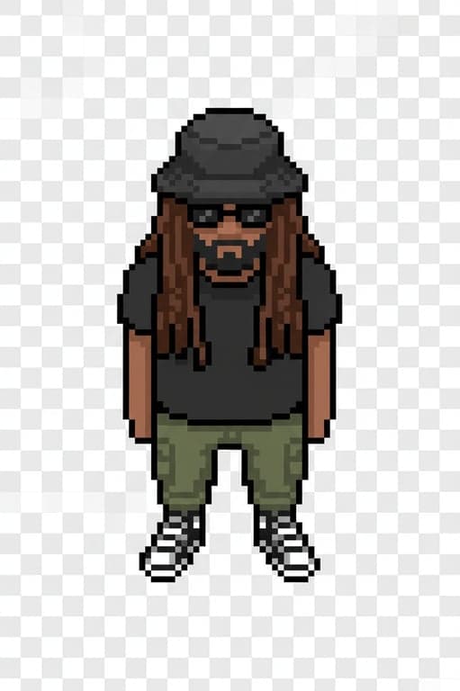 create a top-down pixel art character sprite for RPG games. use low-resolution pixel grid, simplified body proportions, flat colors, no gradients, clear outline, readable silhouette from above, designed for tile-based movement and animation