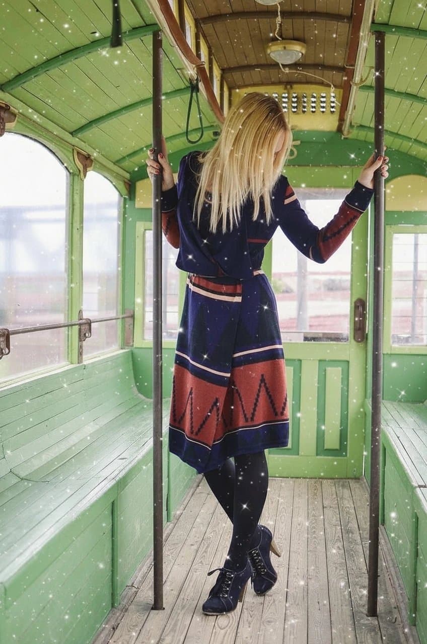 AI bold glamour filter after transformation - studio photo enhanced with striking glam features