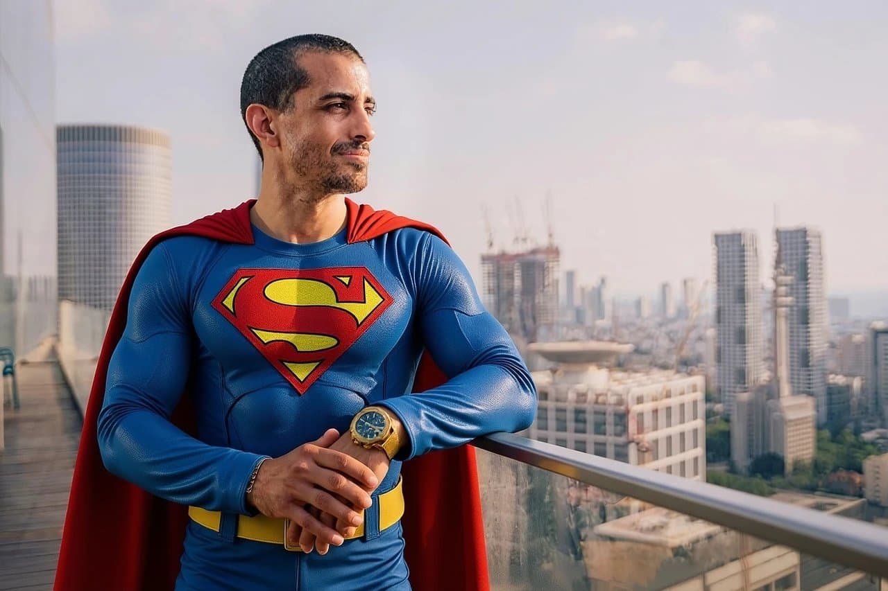 AI superhero generator after transformation - casual portrait with glowing superpower effects