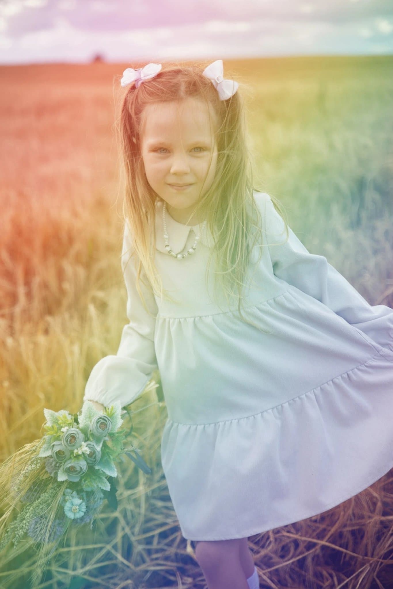 AI rainbow air filter after transformation - creative photo with prism and pastel light effects