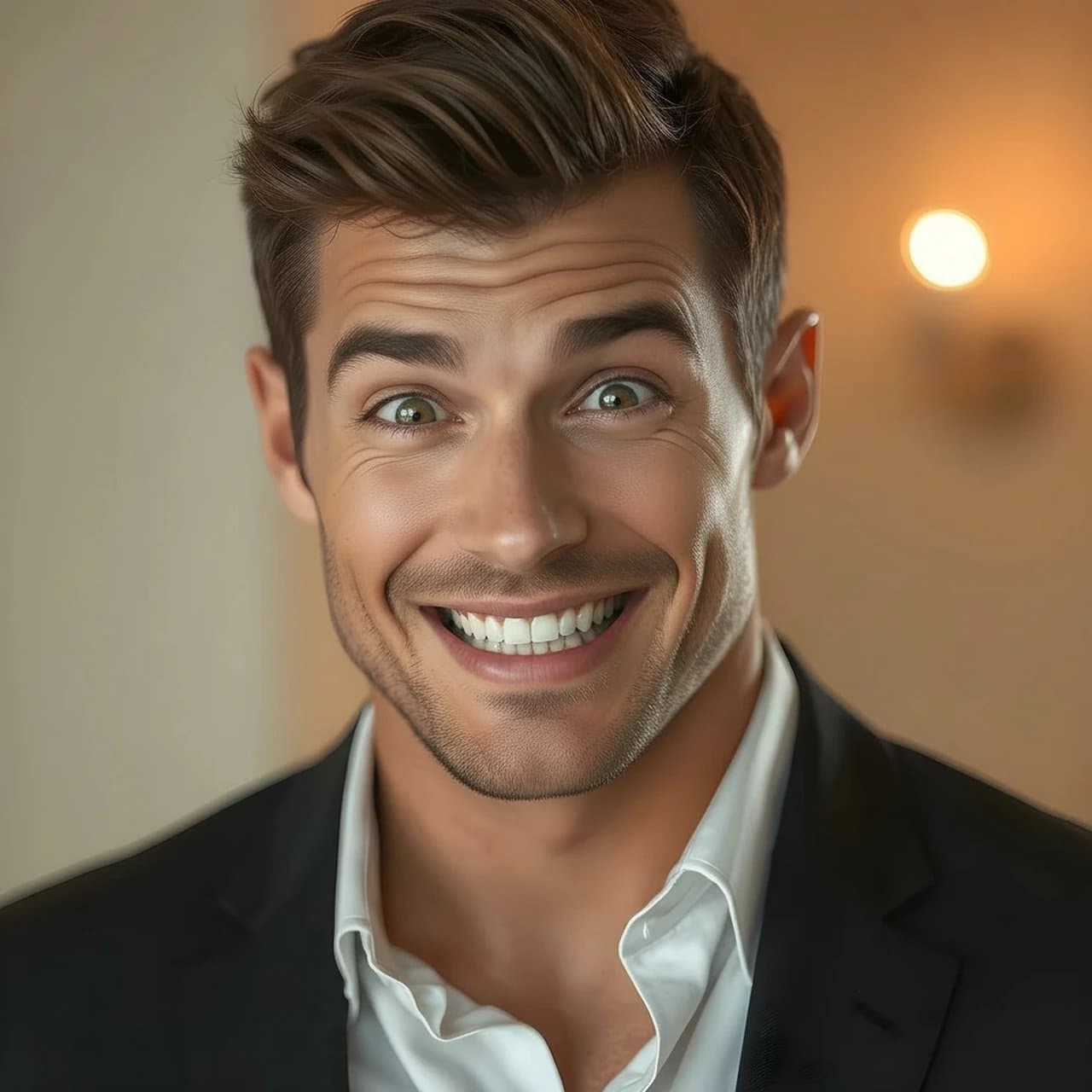 AI funny face filter after transformation - selfie turned into AI funny face meme style