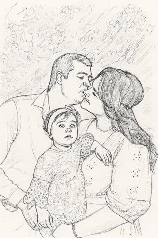 AI sketch filter after transformation - creative portrait rendered in outline sketch style