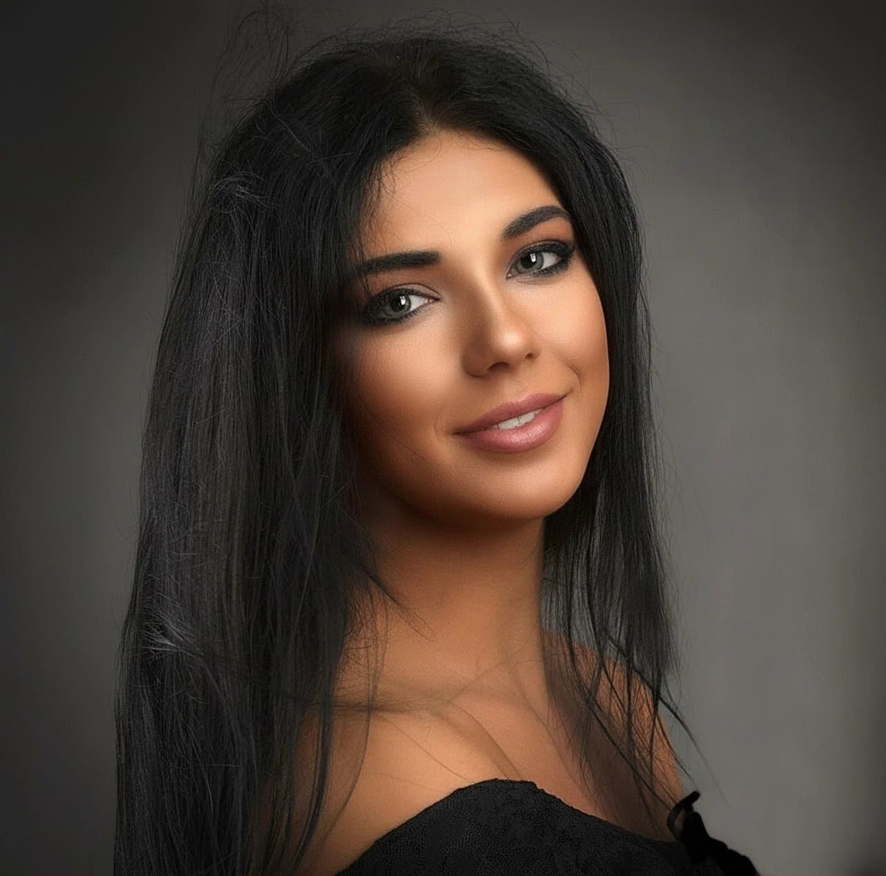 AI smile filter after transformation - influencer photo with confident smiling look