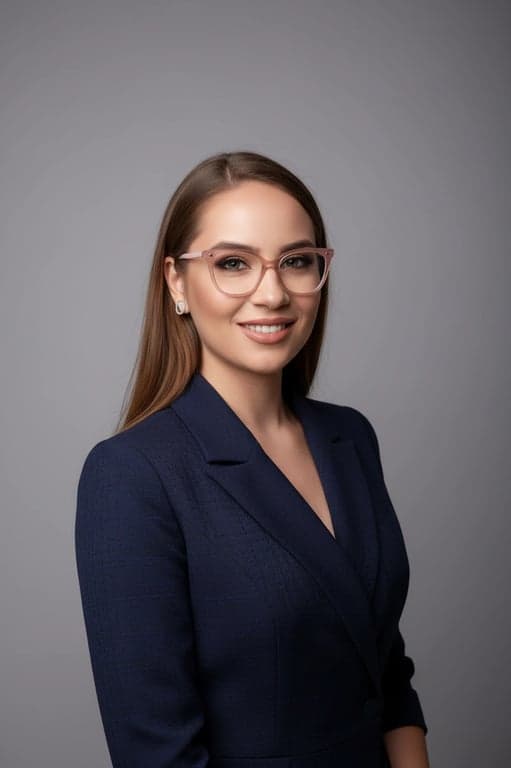 A professional AI-generated LinkedIn headshot of a man in a suit, direct eye contact, perfect teeth visibility, natural skin texture, solid blue backdrop.
