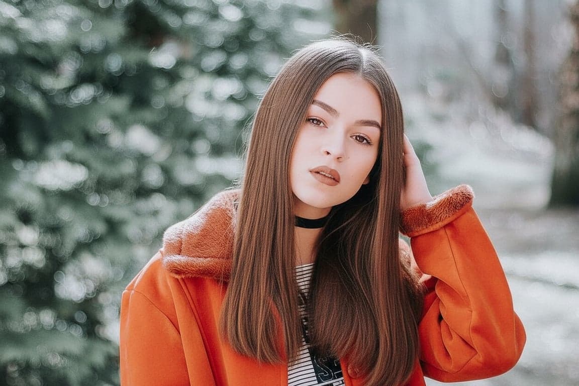 AI hair style filter after transformation - virtual straight sleek hairstyle