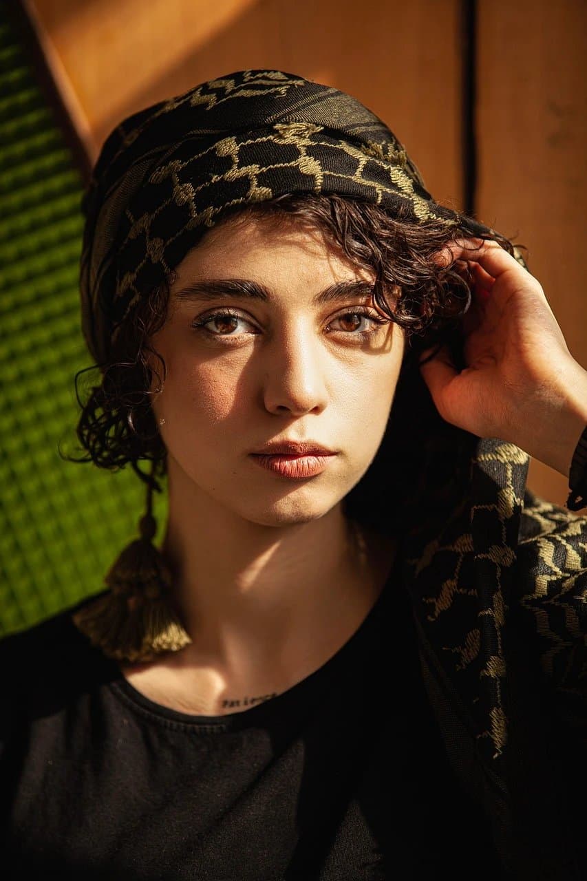 AI glitch effect filter before photo - casual portrait before AI static effect