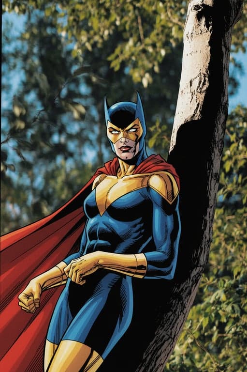 a portrait of a person adapted into a DC superhero comic art style with structured anatomy, intense expression, cinematic lighting contrast, and classic western comic book rendering