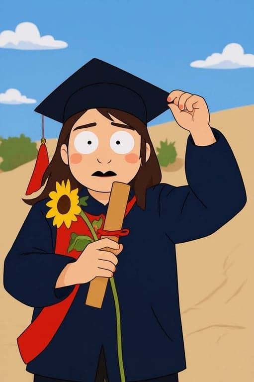 AI South Park character filter after transformation - outdoor photo with South Park cartoon style