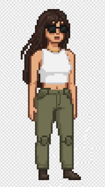 design a pixel art sprite optimized for animation. use consistent pixel proportions, flat color regions, no lighting variation, clearly defined joints, arms and legs fully separated from the body, neutral stance, grid-aligned pixel art suitable for multi-frame sprite sheets