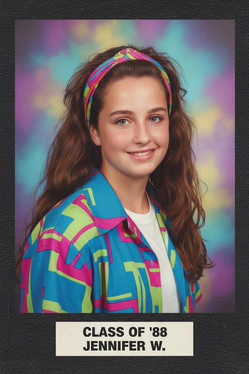 AI generated yearbook filter after transformation - selfie reimagined as 90s yearbook aesthetic