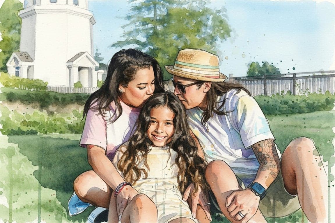 photo to watercolor after pic - soft watercolor painting of mother and daughter surrounded by flowers with pastel tones