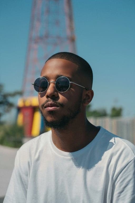 AI long hair filter after photo - man with buzz cut straight hair