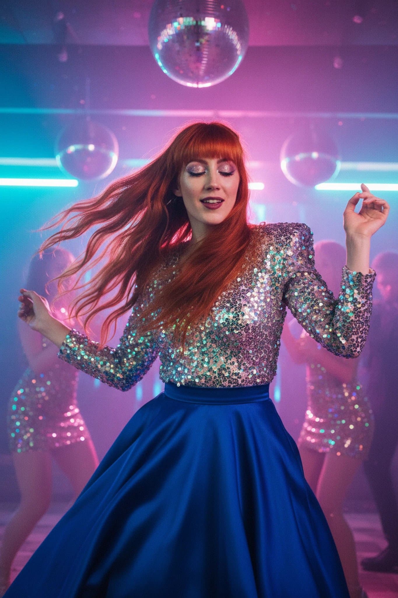 80s Party Outfits filter after transformation - portrait styled in retro disco party fashion