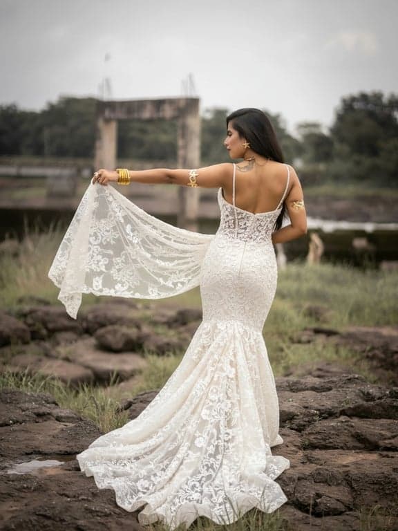 AI wedding dress after pic-woman in a Mermaid wedding dress