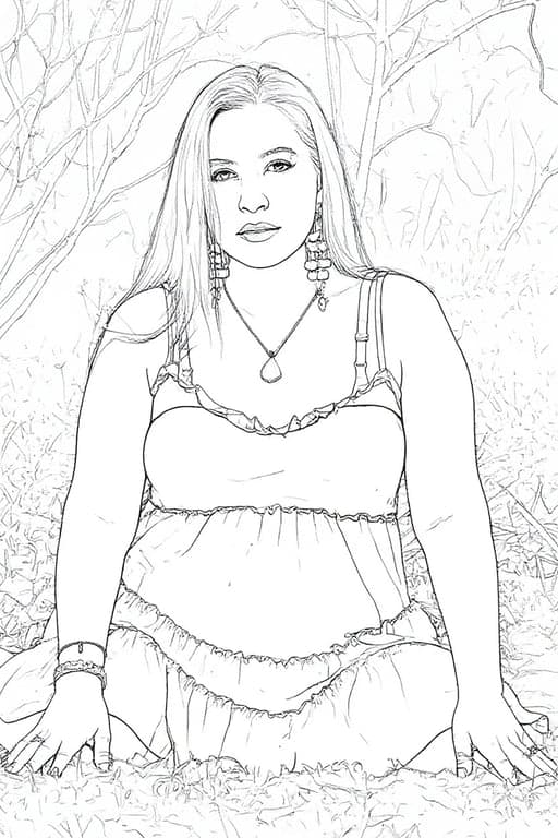 AI line drawing filter after transformation - outdoor photo transformed into contour sketch art