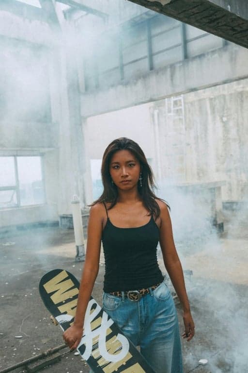 AI tan skin filter after transformation - casual portrait with warm bronzed complexion